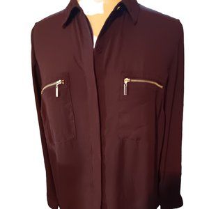 Womens Long sleeve Burgundy blouse Apt 9 Size Large EUC